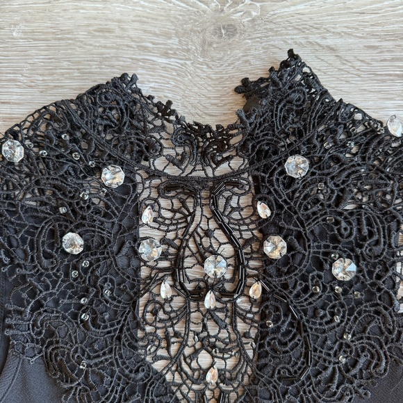 Stunning Black High Neck Lace Open Back Top - Picture 7 of 9